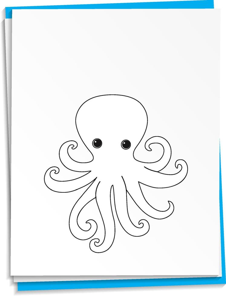 pulpo dibujado a mano sobre papel vector