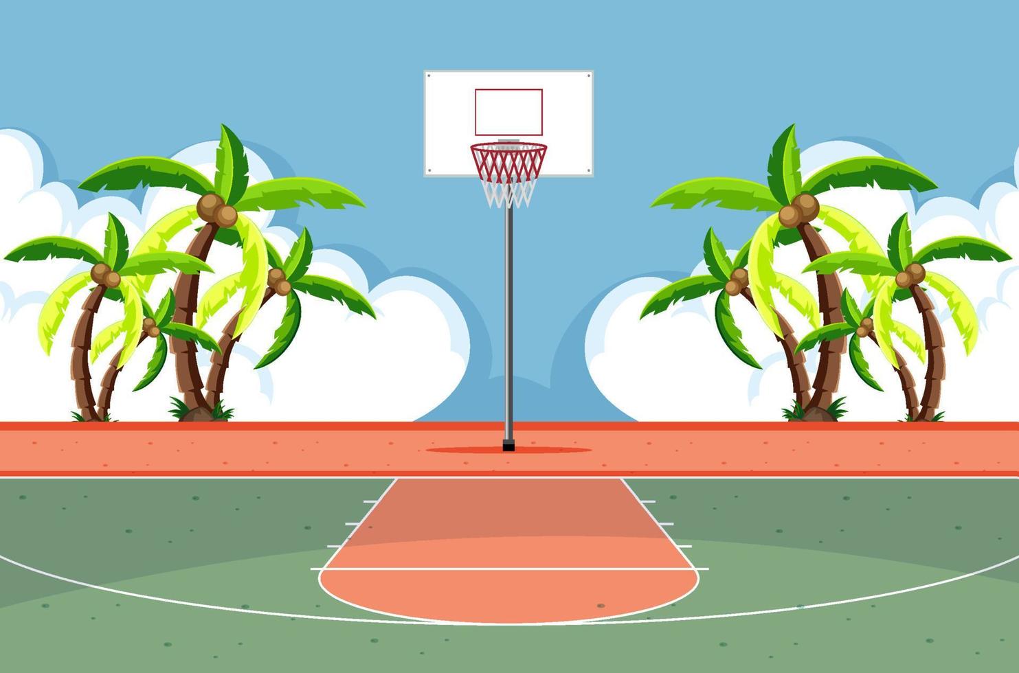 Empty basketball court scene vector