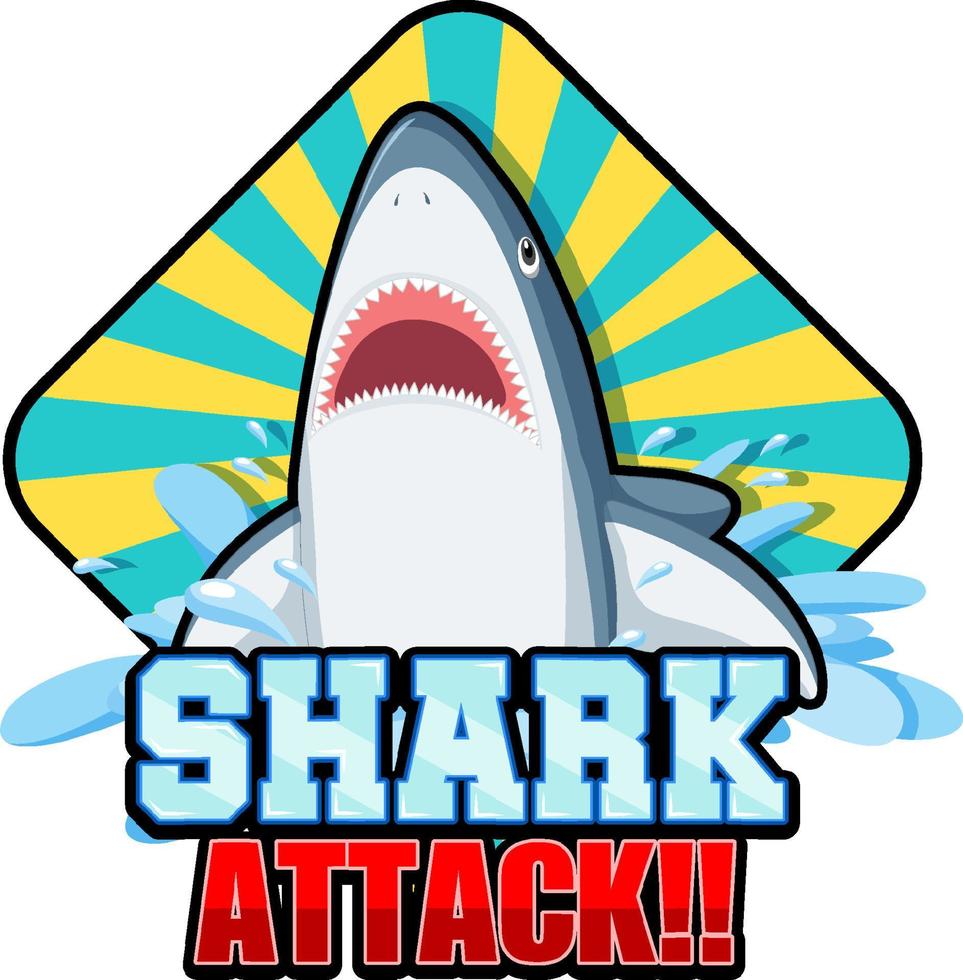 A Marine logo with big blue shark and Shark attack text vector