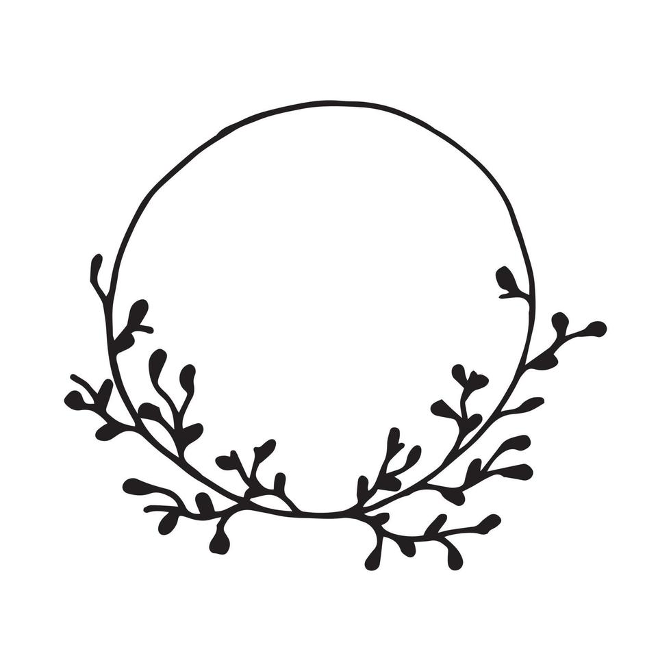 floral wreath in doodle style vector