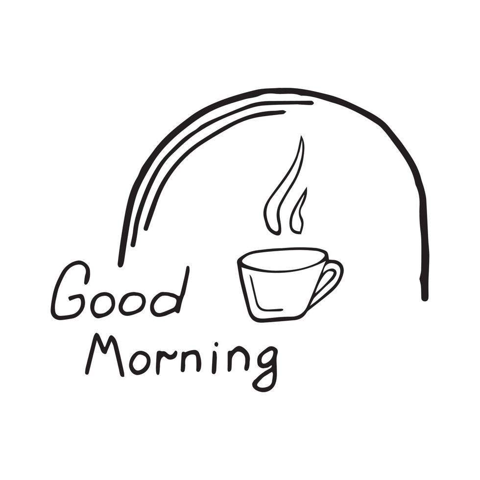 cup of coffee and the inscription good morning vector