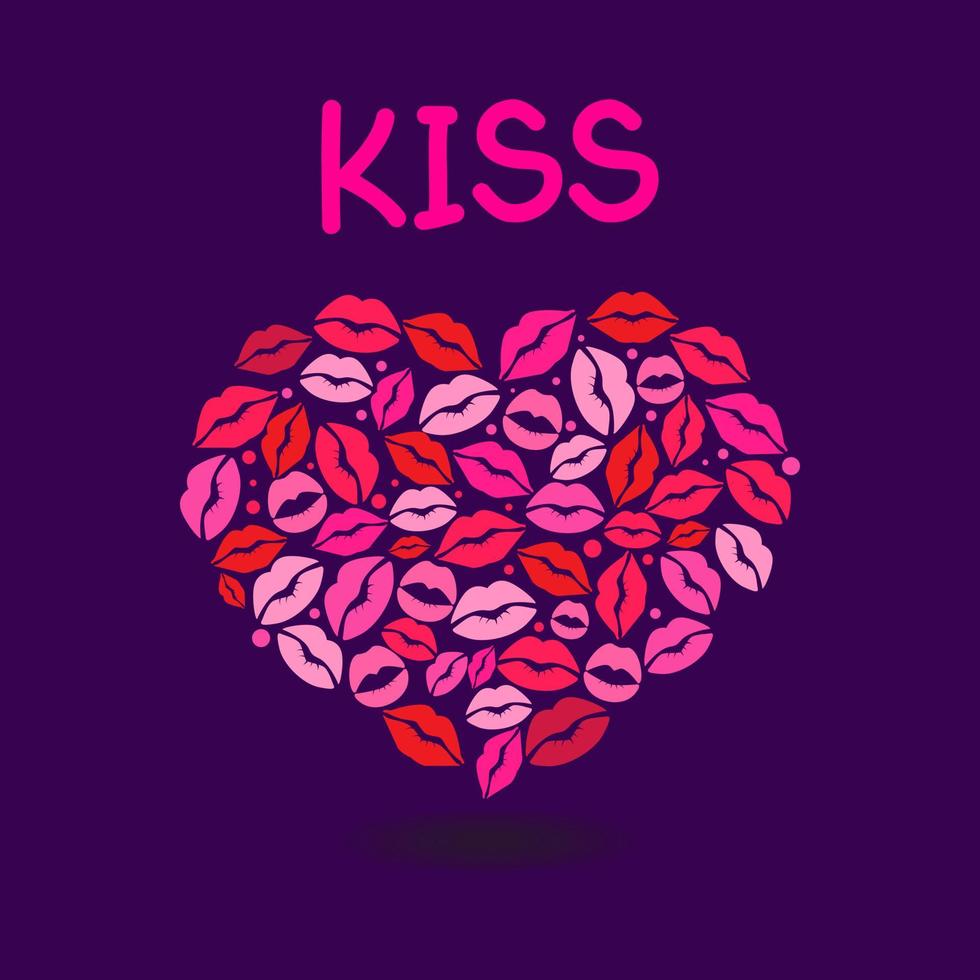 letras del día mundial de los besos en los labios. plantilla para tarjeta, póster, impresión. vector