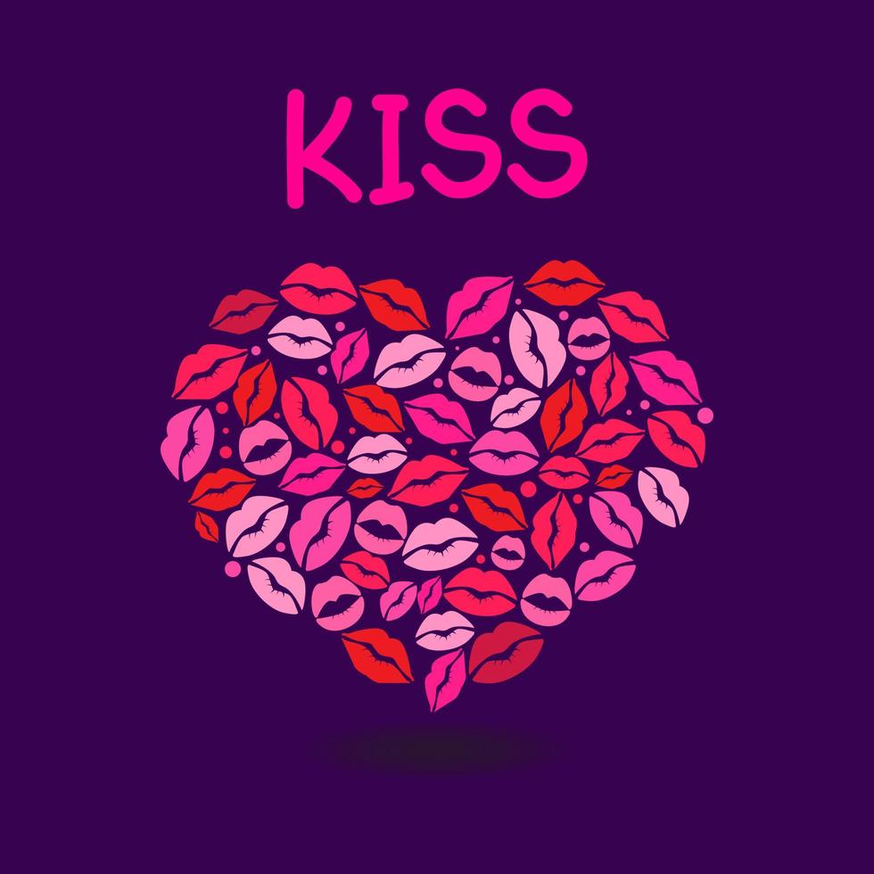 World Kissing Day lettering in lips. Template for card, poster, print. vector