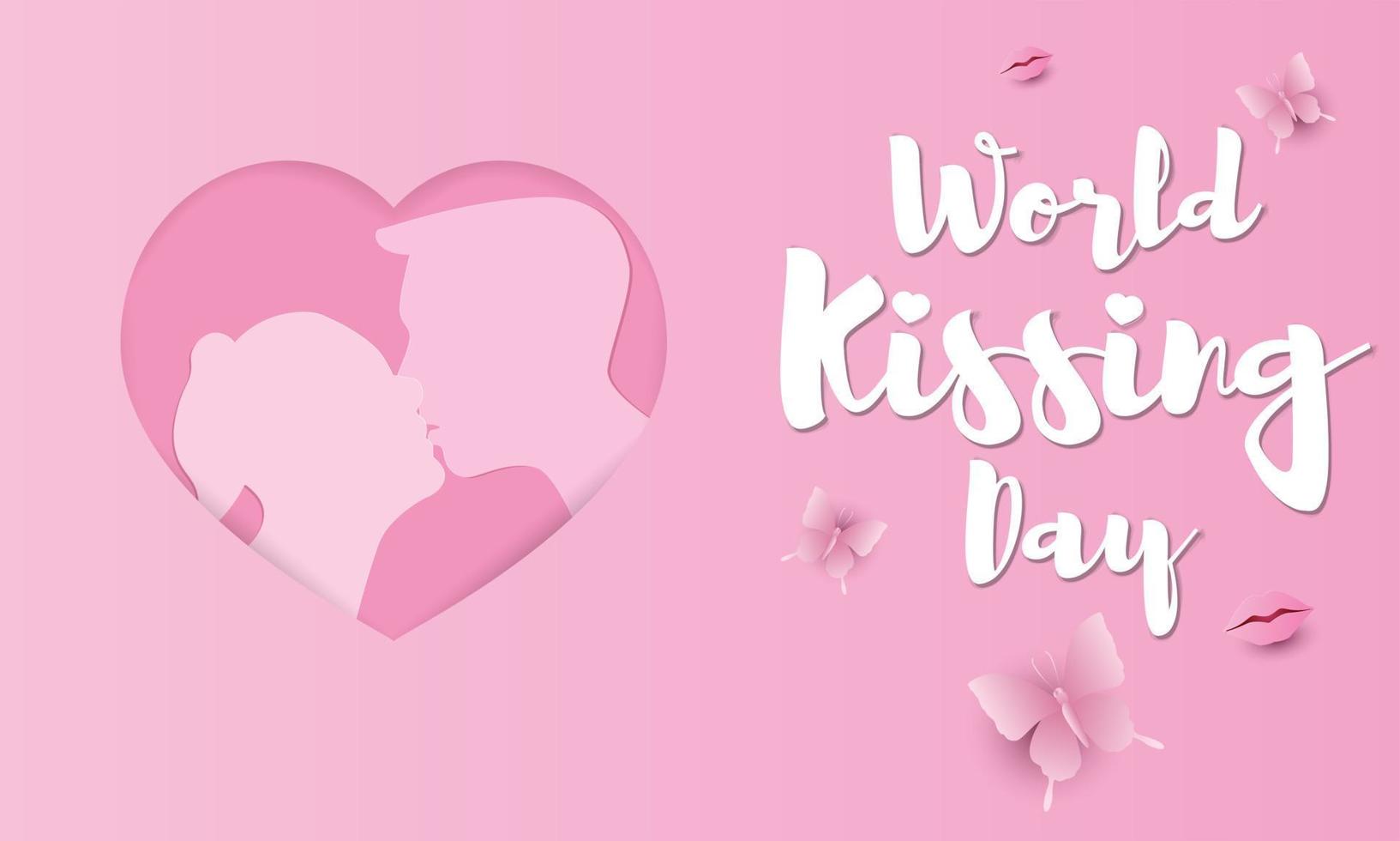 World Kissing Day lettering in lips. Template for card, poster, print. vector