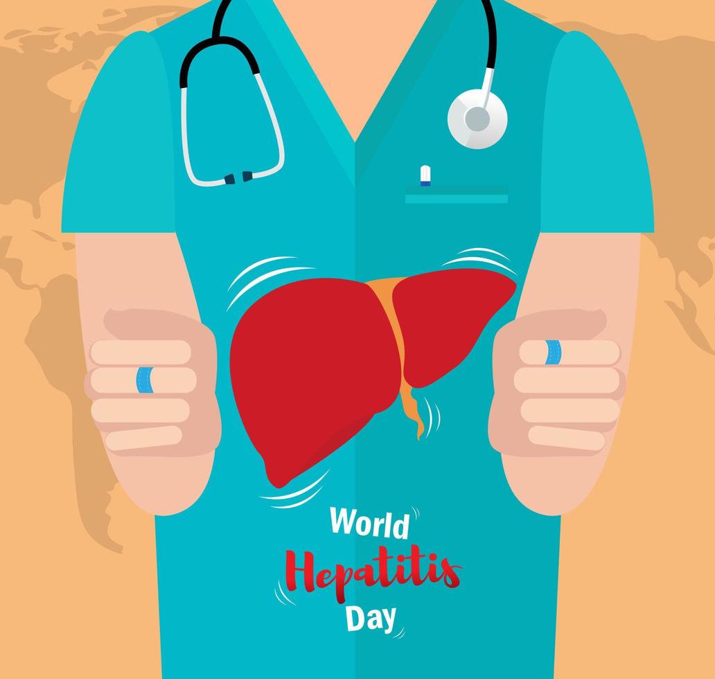 Concept of hepatitis. Vector illustration, banner or poster for world hepatitis day.