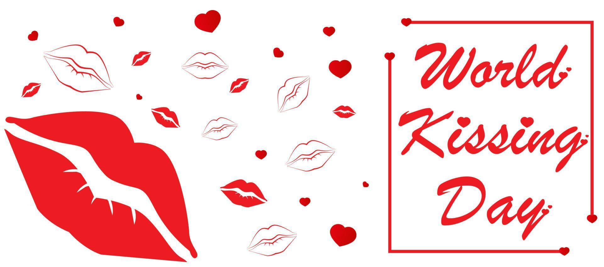 World Kissing Day lettering in lips. Template for card, poster, print