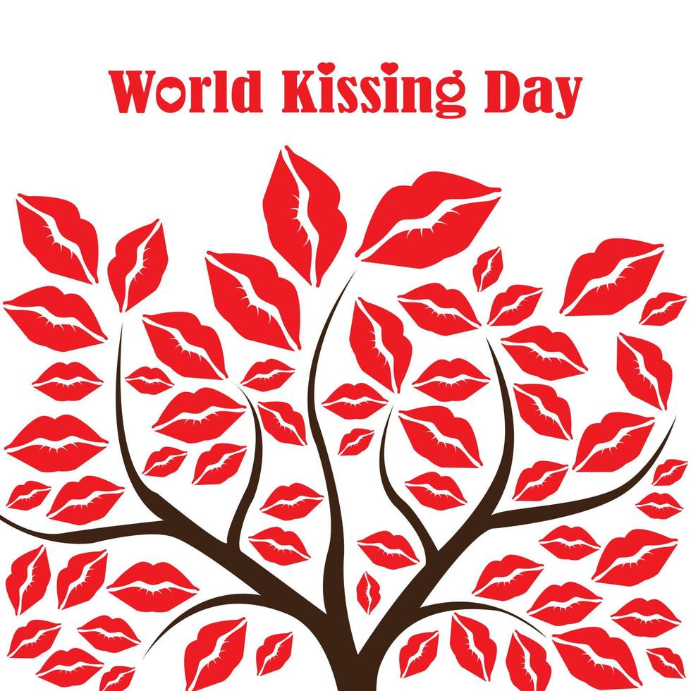 World Kissing Day lettering in lips. Template for card, poster, print. vector
