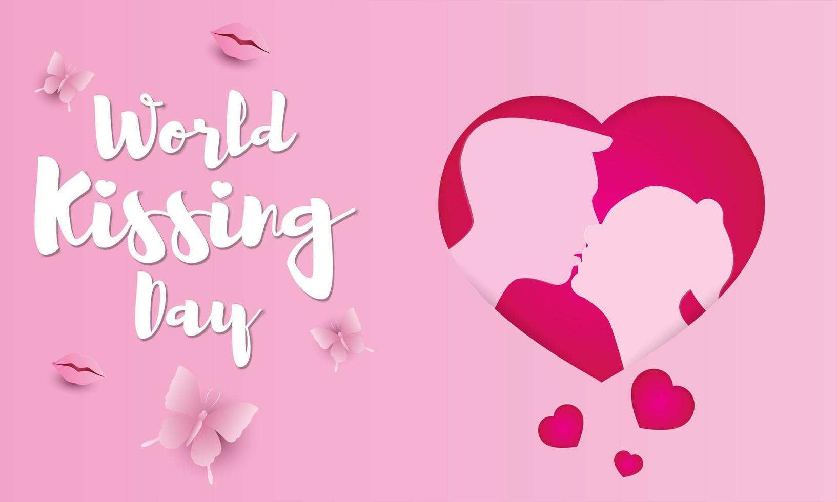 World Kissing Day lettering in lips. Template for card, poster, print. vector