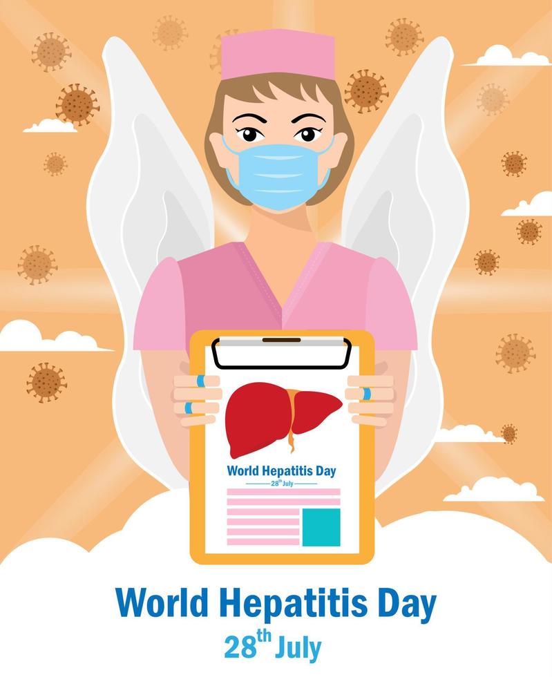concepto de hepatitis. ilustración vectorial, pancarta o afiche para el día mundial de la hepatitis. vector