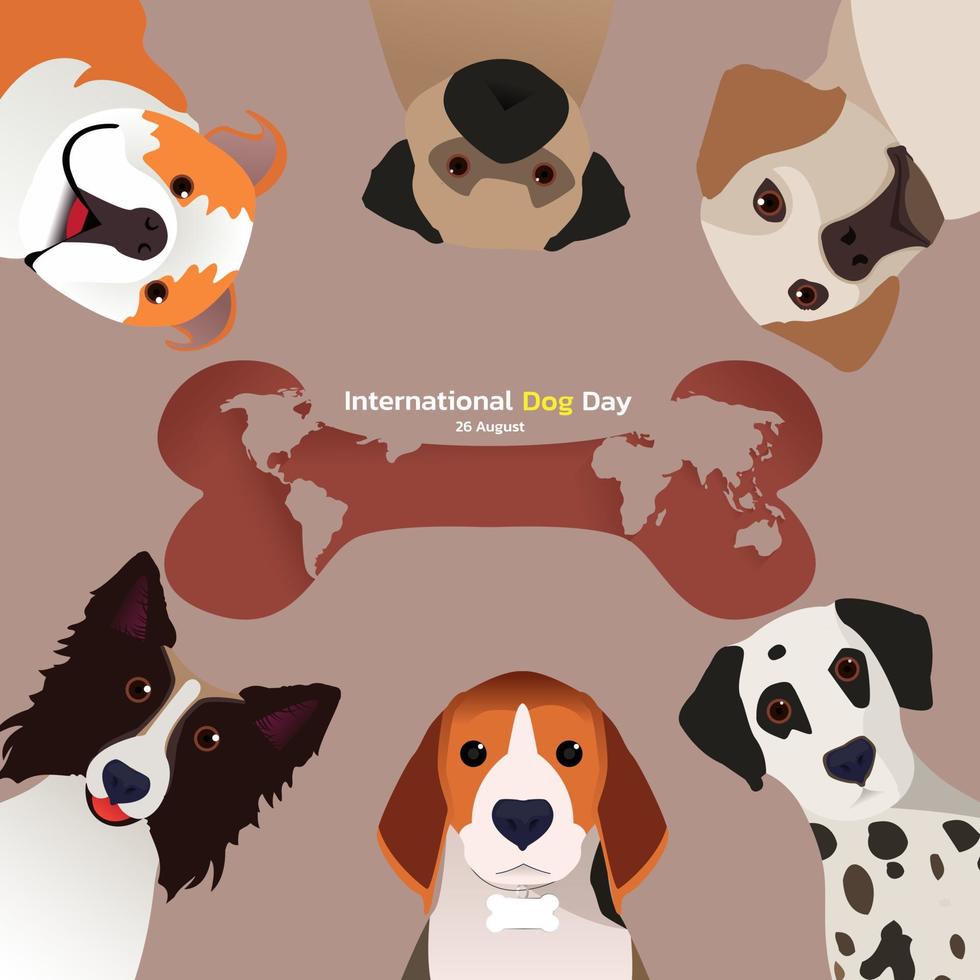 Happy National Dog Day 26 August. National Dog Day Vector Illustration. Great for card, Banner and emblem.