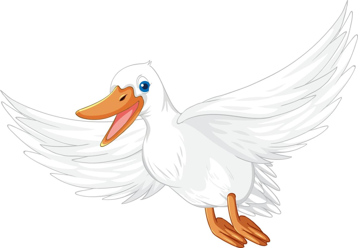 White duck cartoon character on white background vector