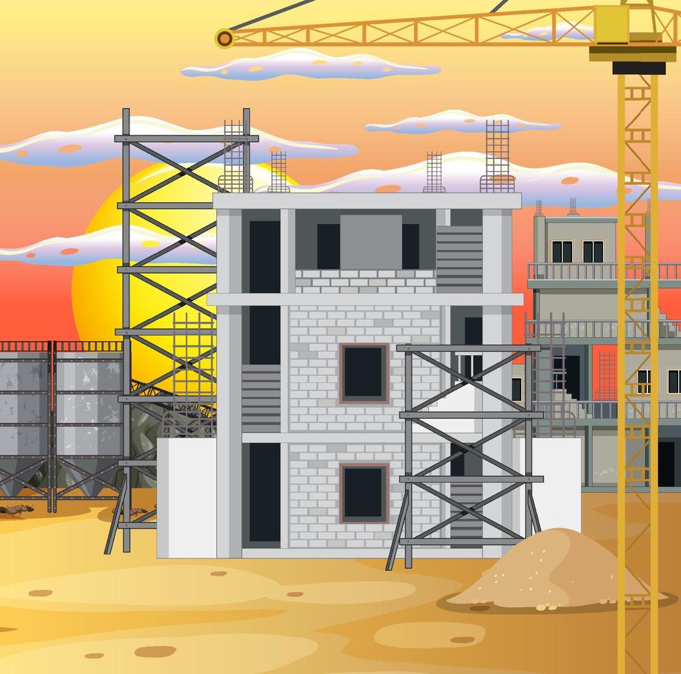 Scene of building construction site vector