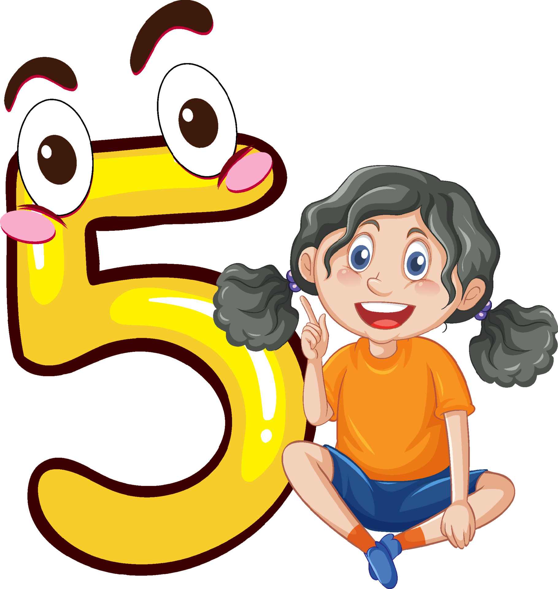 A girl with number five cartoon 7011703 Vector Art at Vecteezy