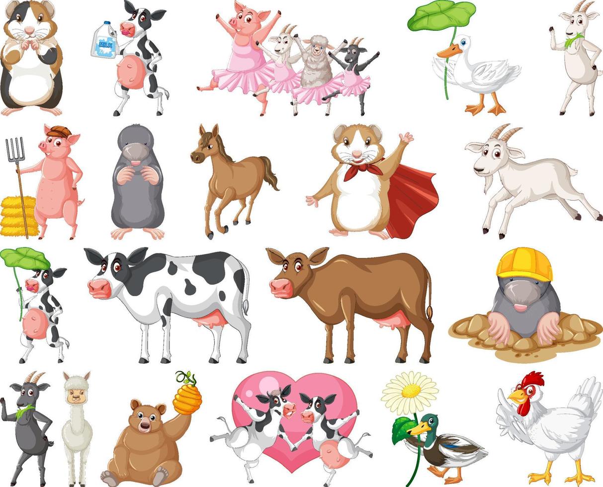 conjunto de personajes de dibujos animados de animales vector