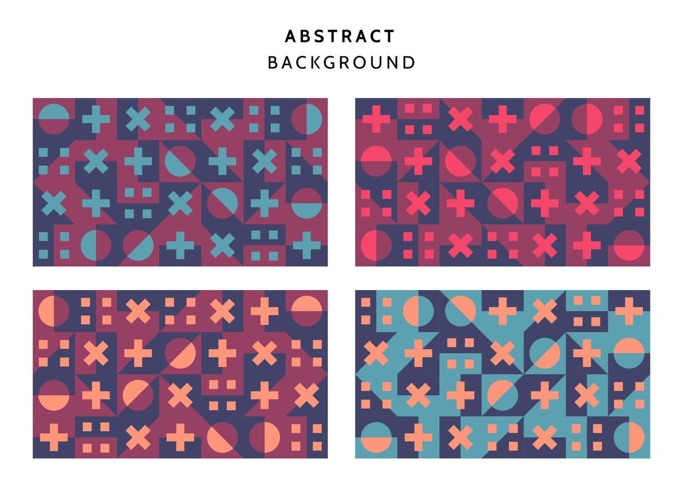 Swiss Bauhaus geometric pattern background, vector abstract circle, triangle and square lines art. Yellow, blue, red and green color, trendy Bauhaus pattern backgrounds set