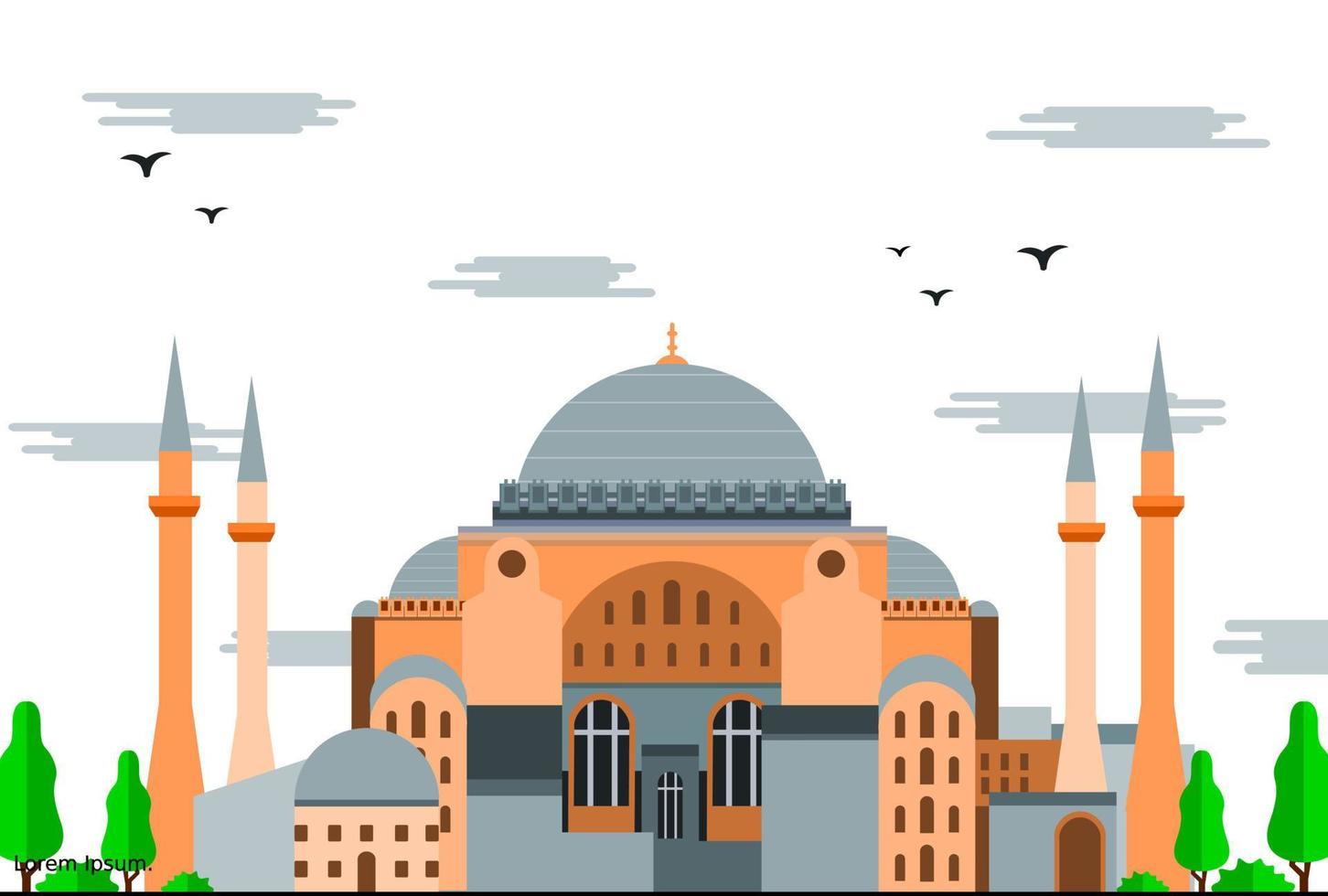 Hagia sophia istanbul turkiye landmark illustration Premium Vector