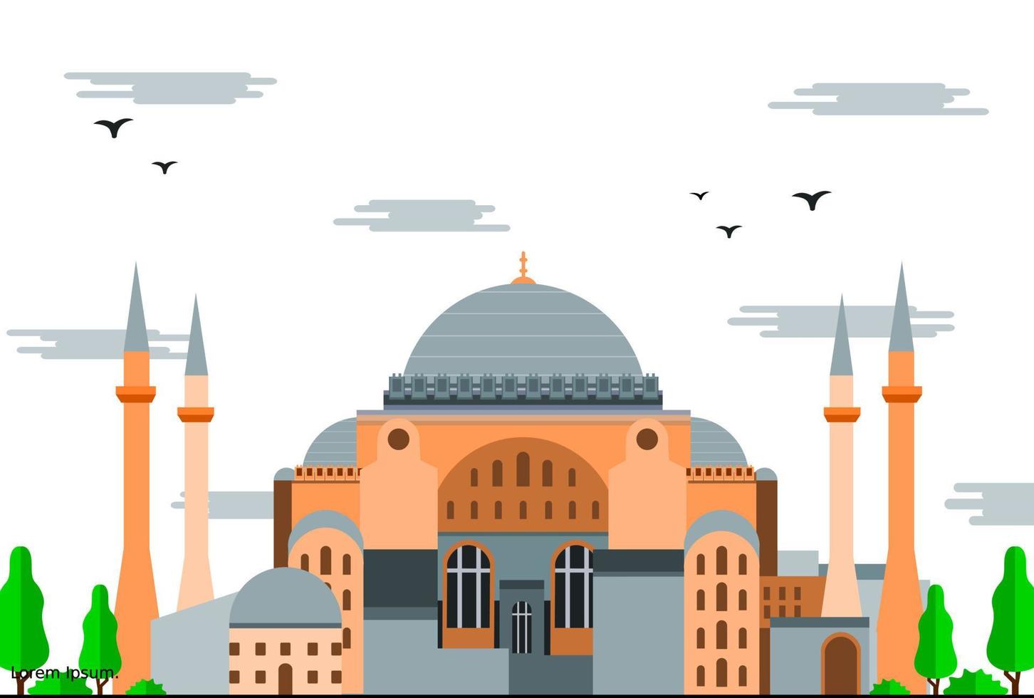 hagia sophia estambul turkiye hito ilustración vector premium