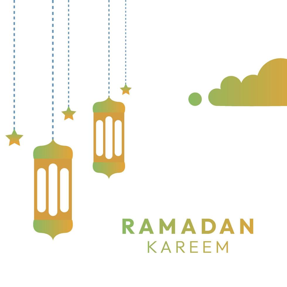 ramadán luces lámpara temática verde gradación islámico musulmán vector