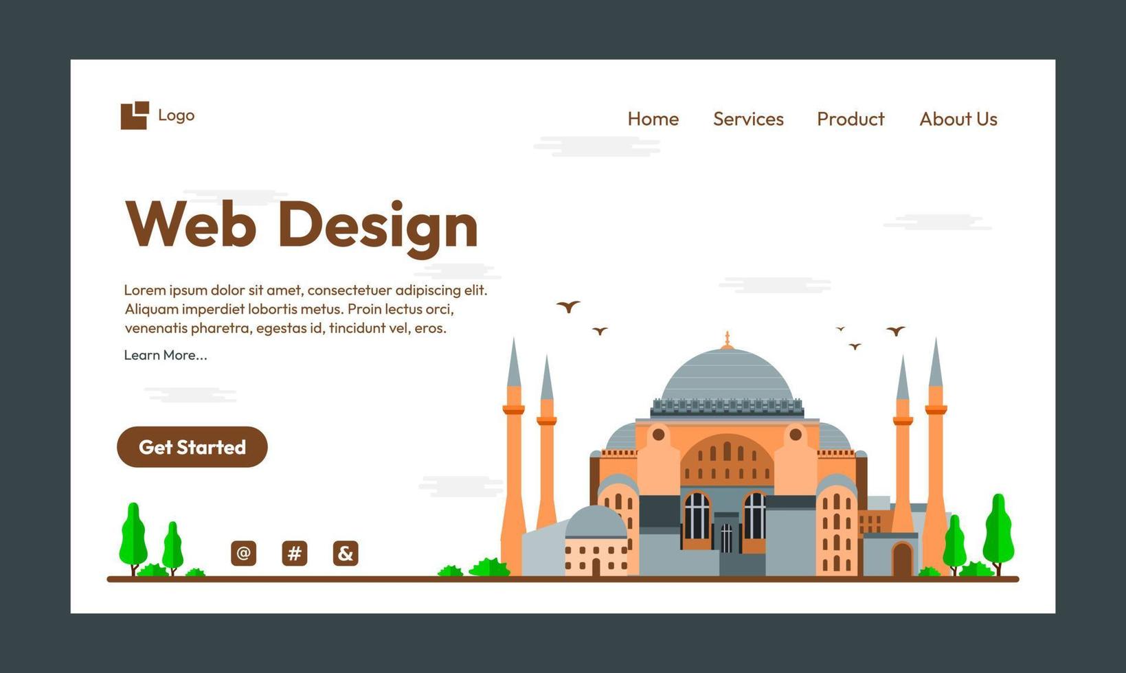 Islamic flat design illustration for happy eid fitr or adha mubarak and ramadan mubarak vector