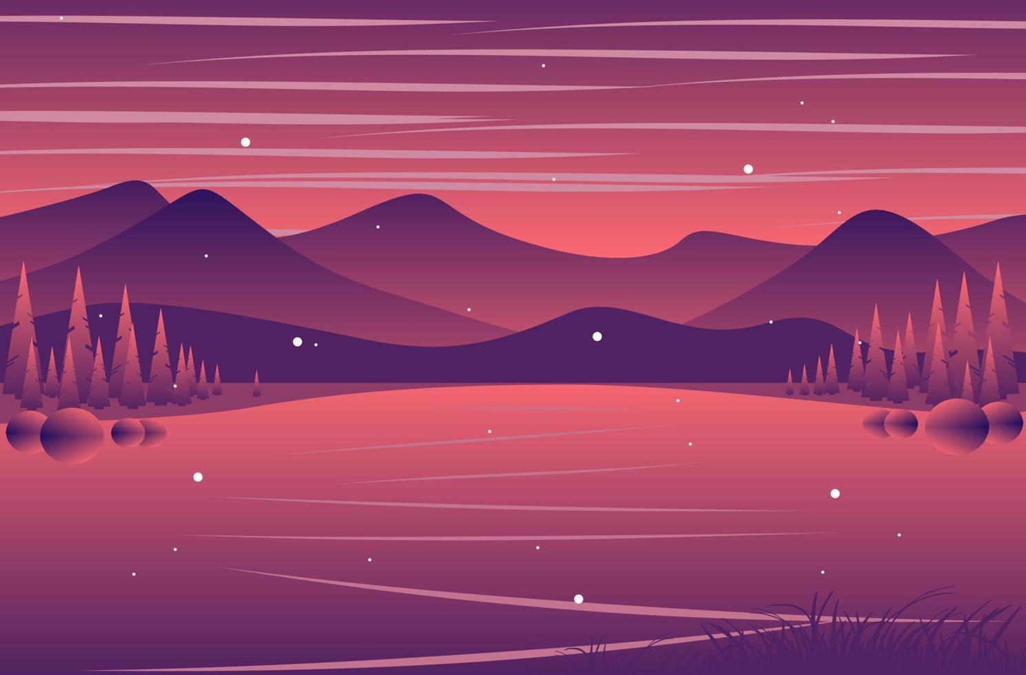 Beautiful vector landscape illustration peaceful