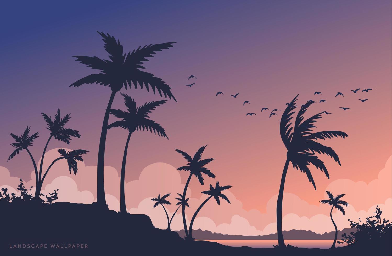 Beautiful vector landscape illustration peaceful