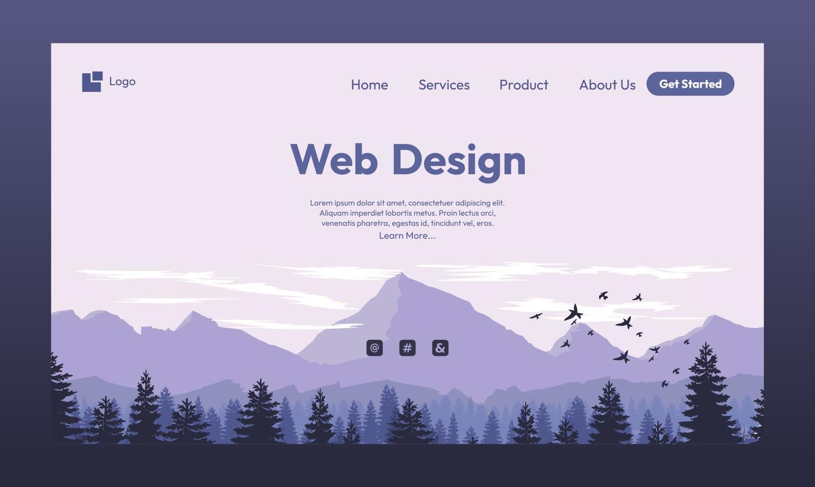 Nature mountain vector illustration landing page