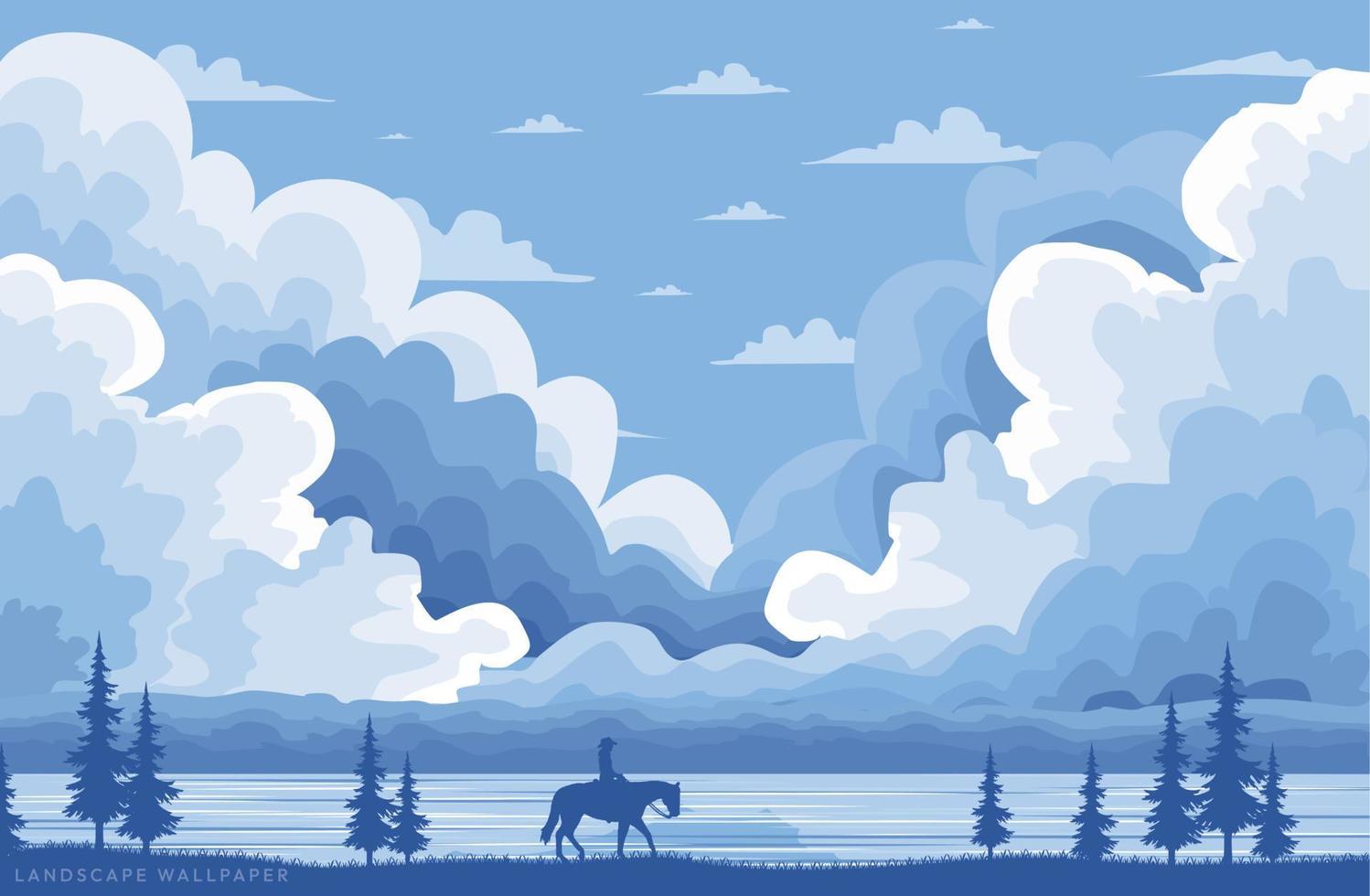 Beautiful vector landscape illustration peaceful