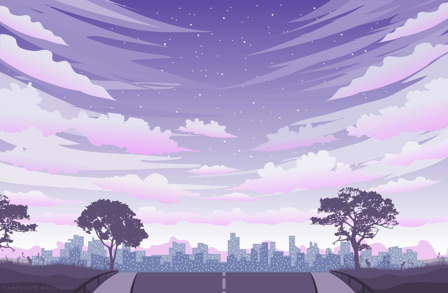 anime japonés púrpura vista paisaje 7011848 Vector en Vecteezy