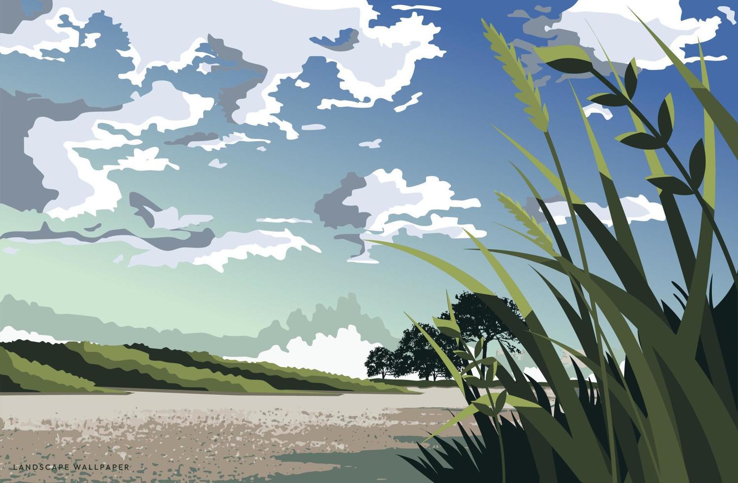 Beautiful vector landscape illustration peaceful