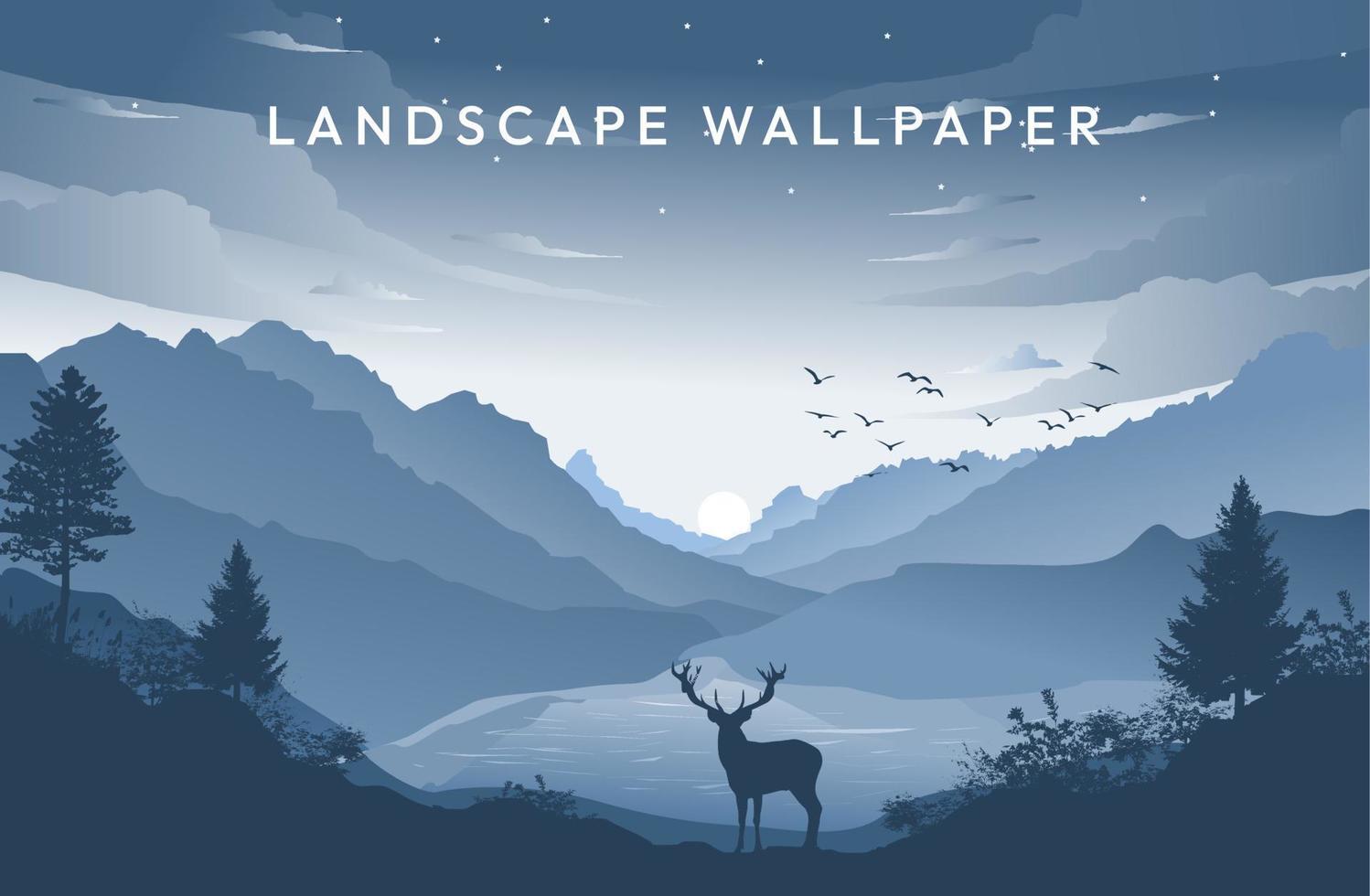 Beautiful vector landscape illustration peaceful