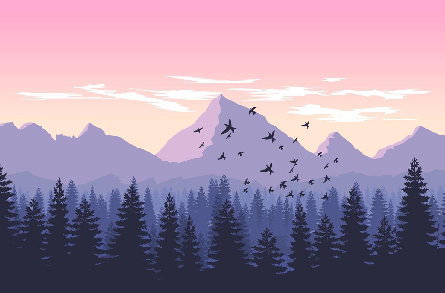 Beautiful vector landscape illustration peaceful