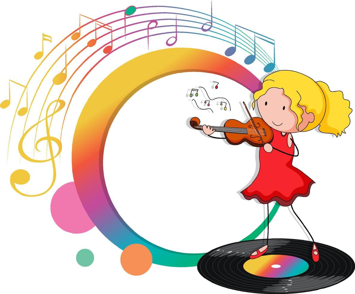 Violin musician cartoon with music melody symbols vector