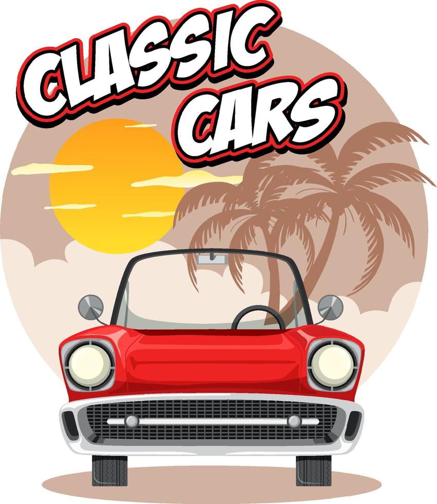 The classic car concept with old car front view vector