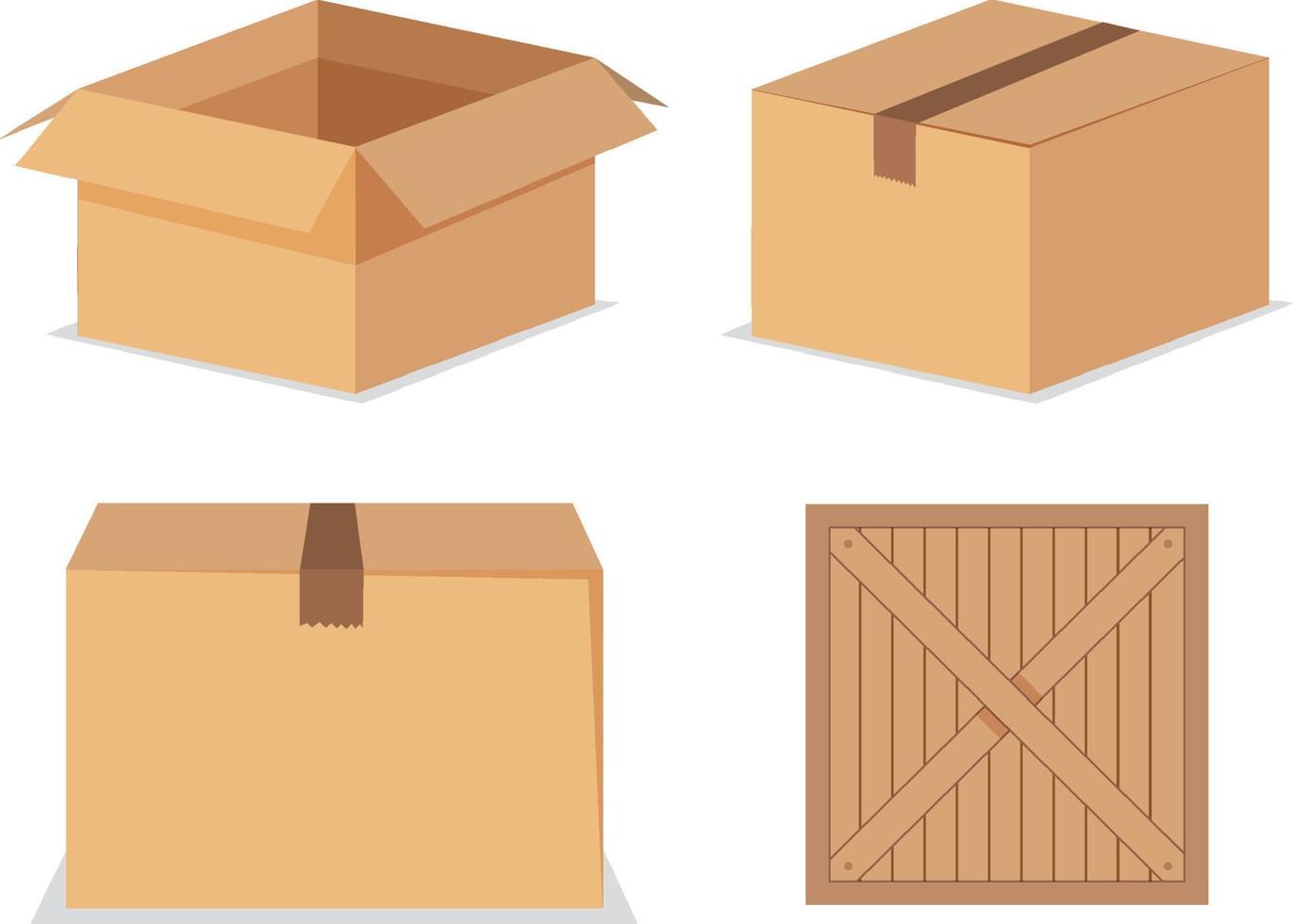 conjunto de caja sobre fondo blanco vector