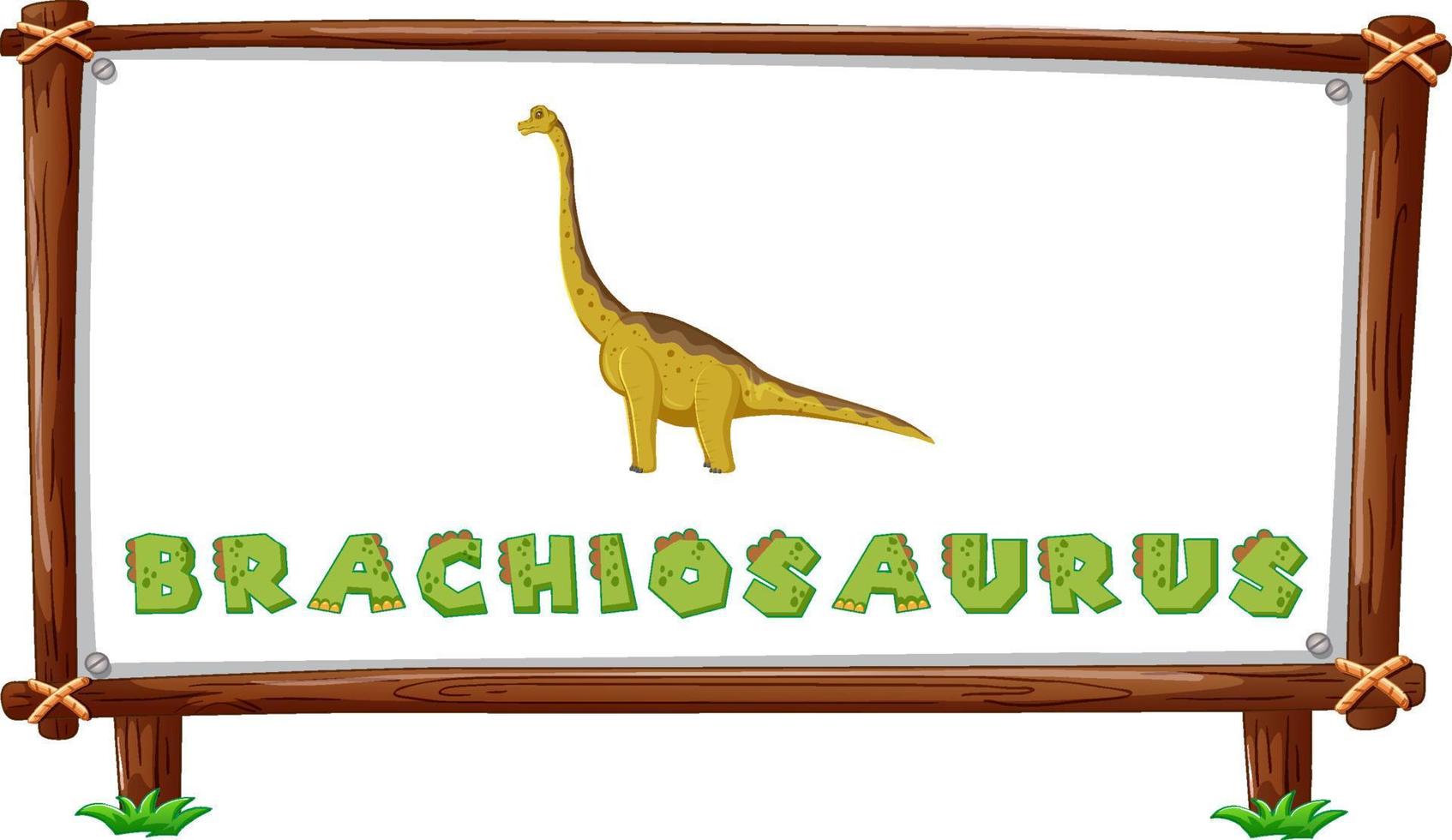 plantilla de marco con dinosaurios y diseño de braquiosaurio de texto dentro vector