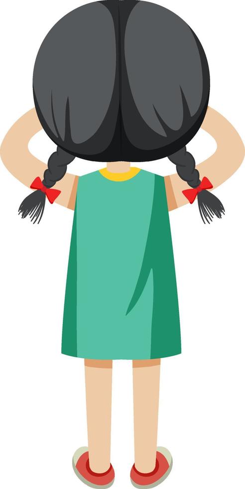 Back of a girl simple cartoon character vector