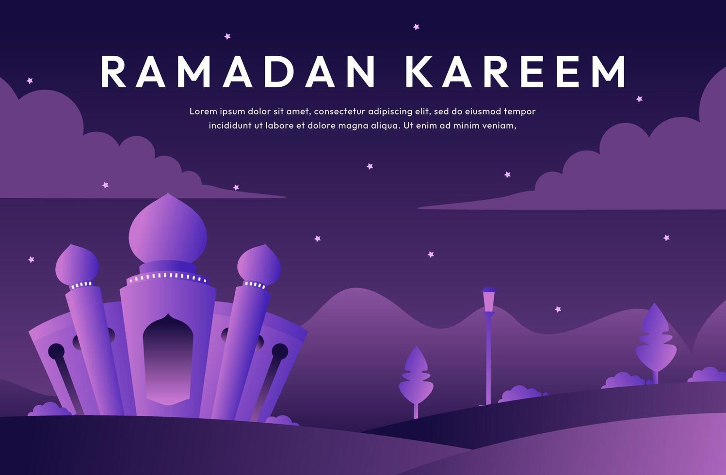 Islamic mosque flat design style Premium Vector for Eid Mubarak or Ramadan Mubarak