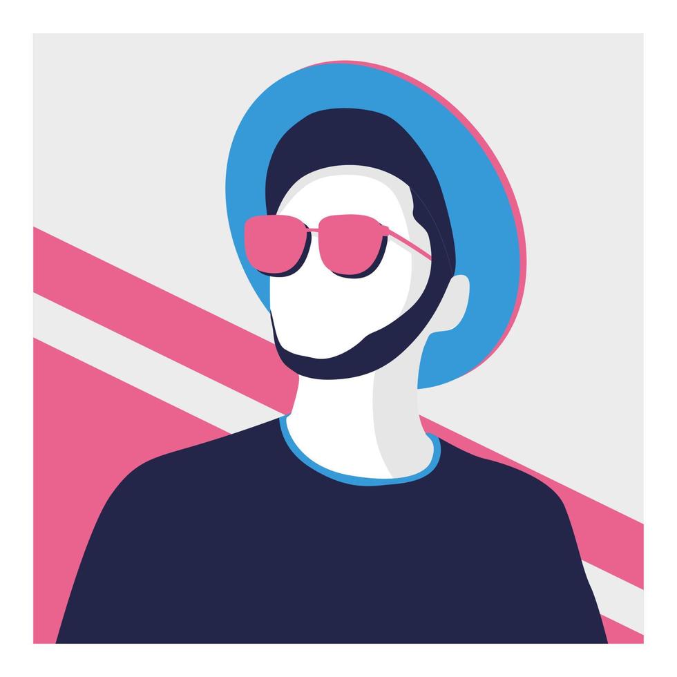 hombre con sombrero y gafas vector de ilustración de diseño plano