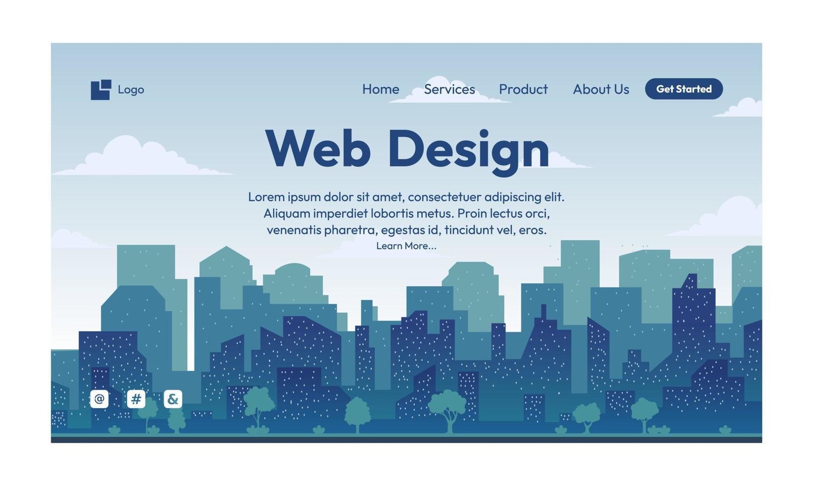 página de destino de diseño plano de city greem o página web vector