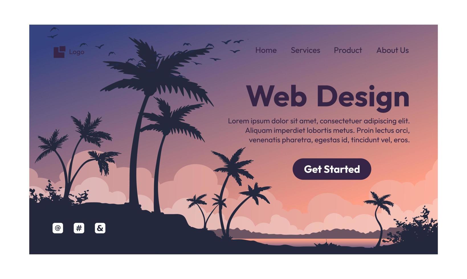 Web design nature landscape flat design landing page vector