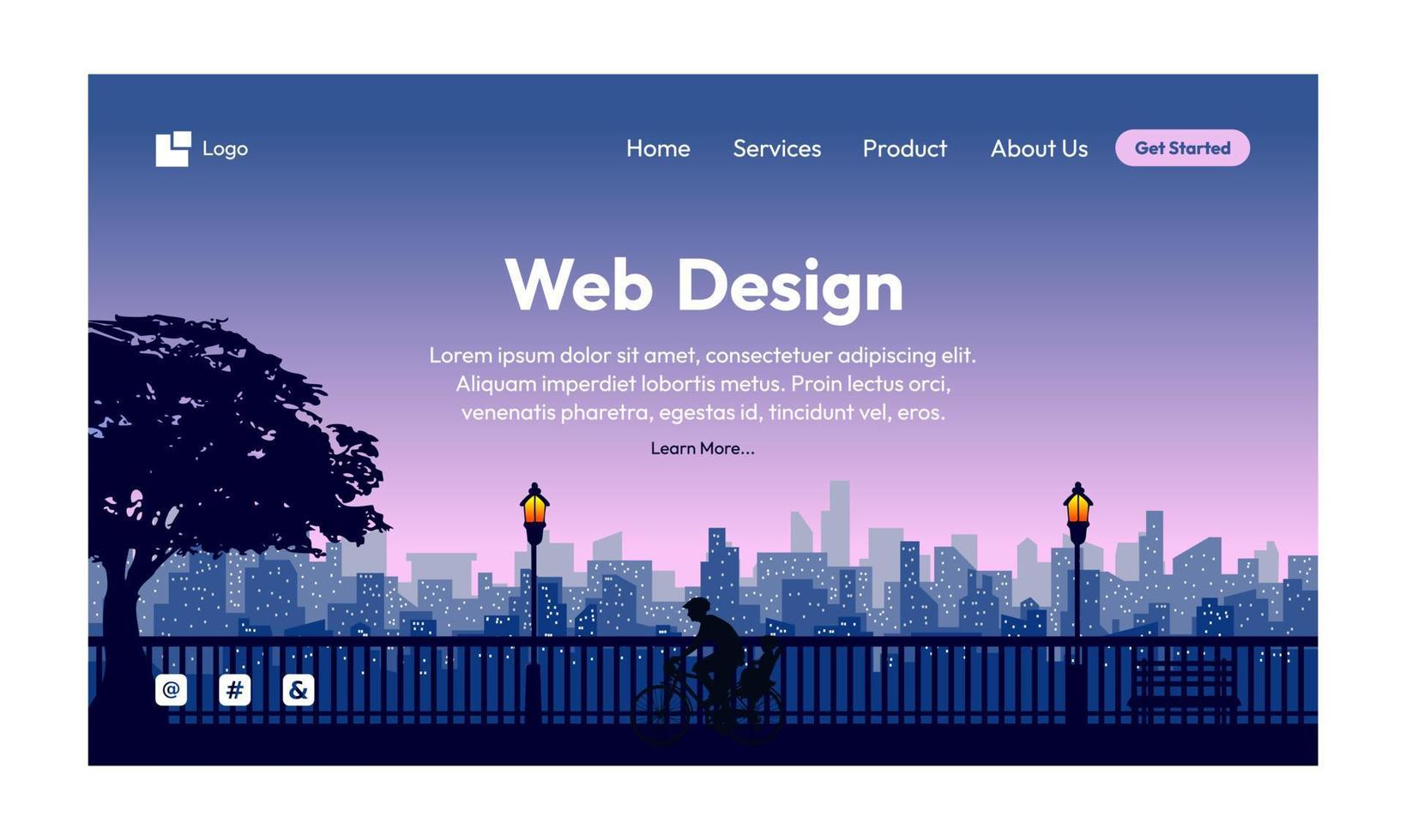 Japanese anime purple view landing page vector