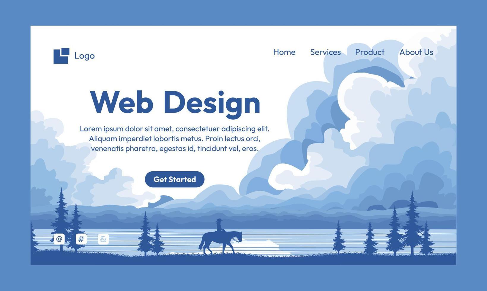 Web design nature landscape flat design landing page vector