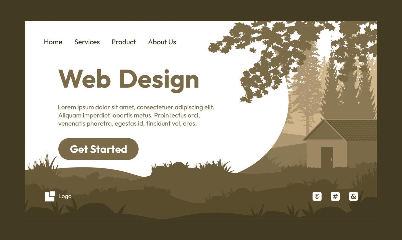 diseño web naturaleza paisaje diseño plano landing page vector