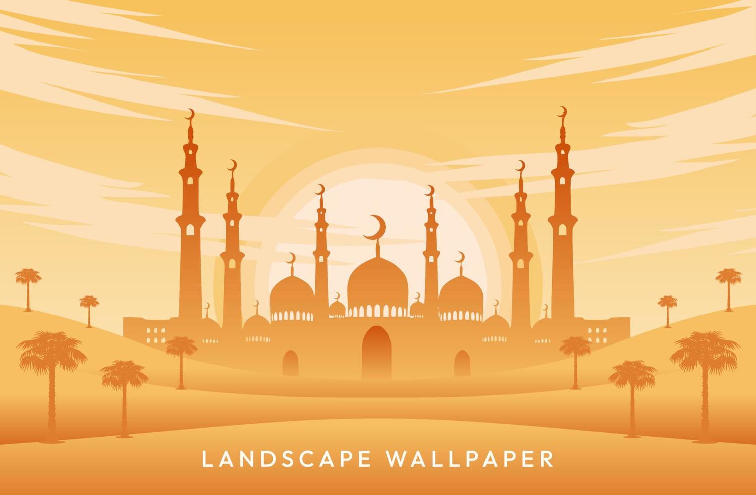 Islamic desert landscape design vector