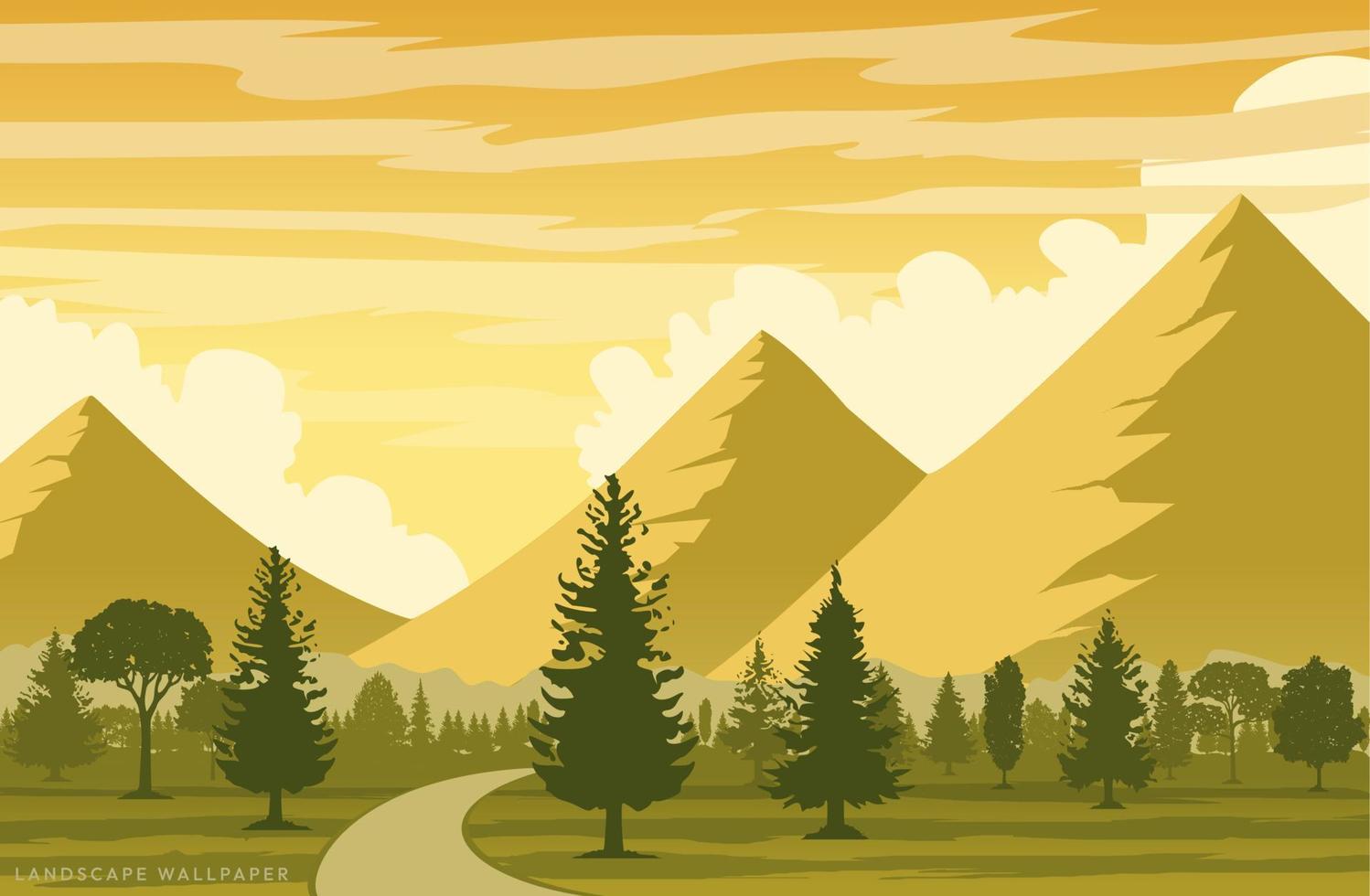 Beautiful vector landscape illustration peaceful