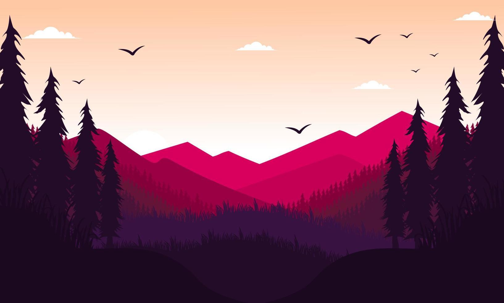 Beautiful vector landscape illustration peaceful