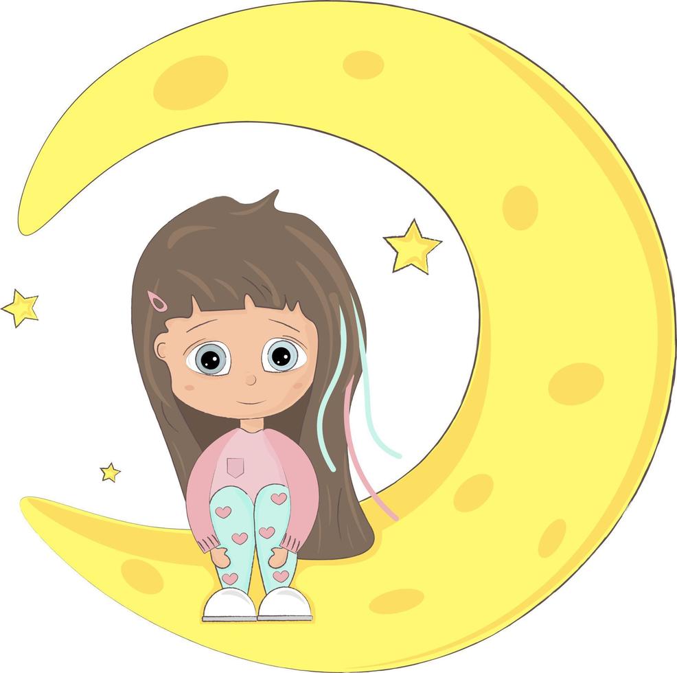 girl with a moon vector