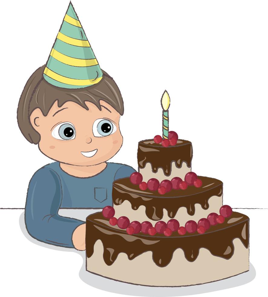 child with cake 7012216 Vector Art at Vecteezy