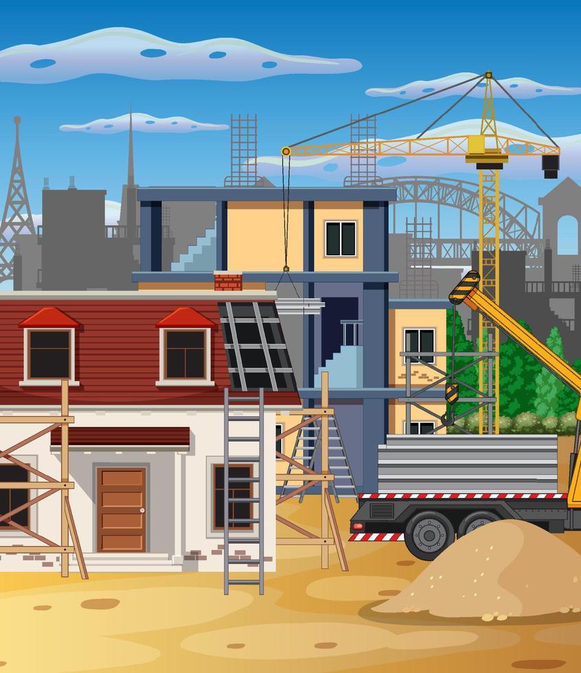 Scene of building construction site vector