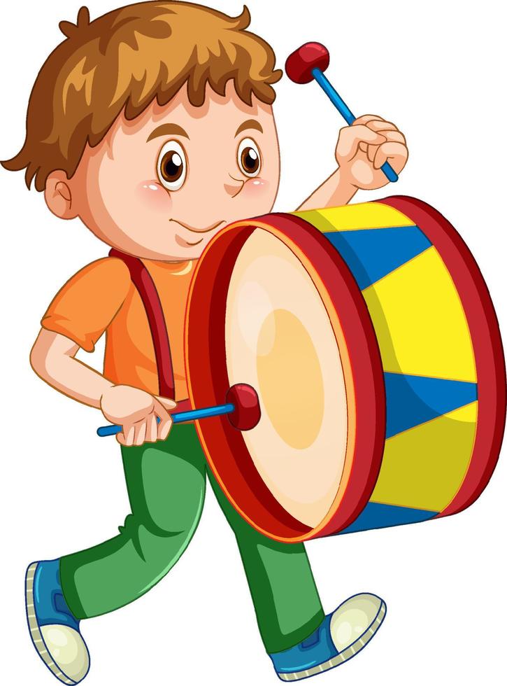 Little boy playing drum vector